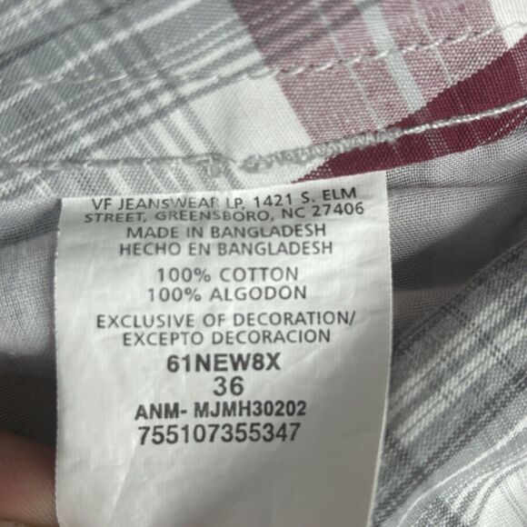 Wrangler Jeans Loose Fit Shorts Mens 36 x 10‎ Red Gray Plaid Casual Outdoor - Picture 7 of 11